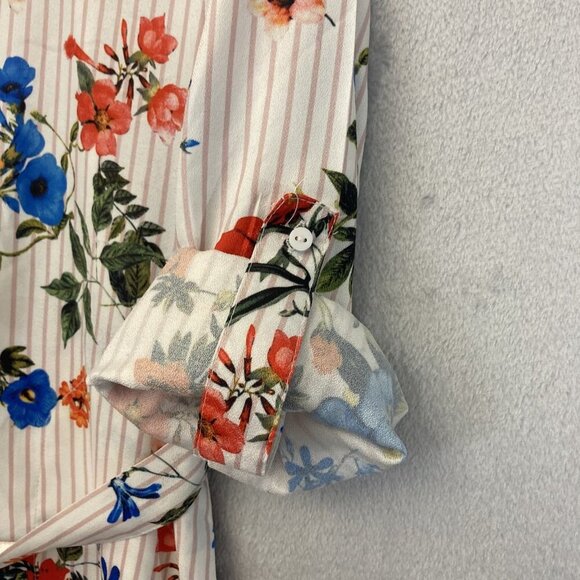 Grifflin Paris Shirt Dress Womens Medium Floral Long Sleeve Belted Roll Cuff - Picture 6 of 13